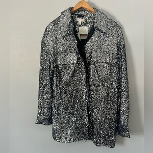 Topshop Silver Sequin Blazer